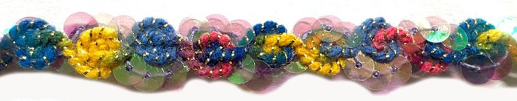 <font color="red">IN STOCK</font><br>1/2" Poly Wave Sequin Braid-Yellow/Pink