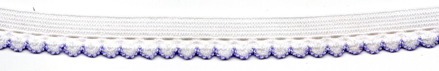 <font color="red">IN STOCK</font><br>1/2" Poly Knit Picot Edge Elastic-White/Orchid