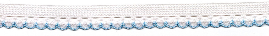 <font color="red">IN STOCK</font><br>1/2" Poly Knit Picot Edge Elastic-White/Light Blue