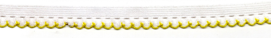 <font color="red">IN STOCK</font><br>1/2" Poly Knit Picot Edge Elastic-White/Maize