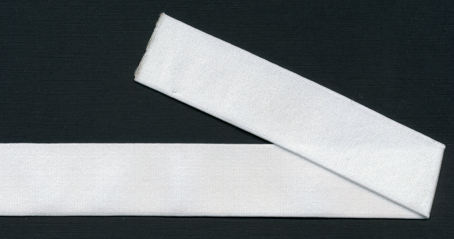 <font color="red">IN STOCK<br>SUPERIOR QUALITY</font><br>1" Nylon Plush Back Satin Elastic-White