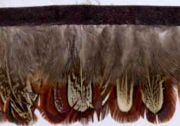 <font color="red">IN STOCK</font><br>1+1/2" Feather Fringe-Brown Tan Combo With Black Ribbon