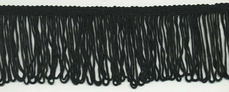 <font color="red">IN STOCK</font><br>2+1/2" Fine Rayon Loop Fringe-Black