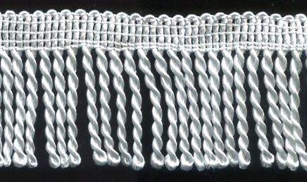 <font color="red">IN STOCK</font><br>2+1/4" Rayon Twisted Bullion Fringe-White<br>(Industry Standard)