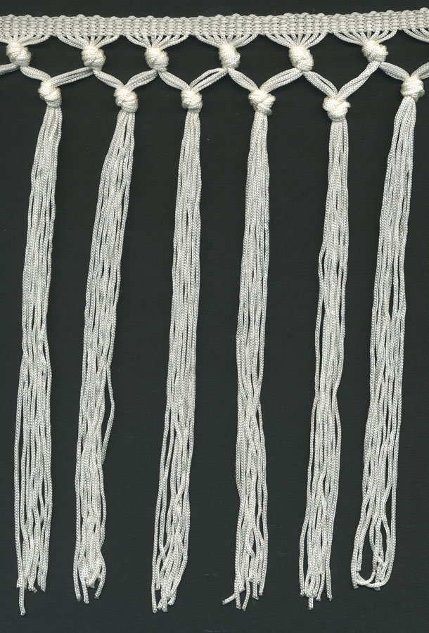 <font color="red">IN STOCK</font><br>10" Rayon Knotted Fringe with 1/4" Header-White