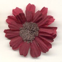 <font color="red">IN STOCK</font><br>1+1/2" x 1+1/2" Poly Fabric Flower-Wine