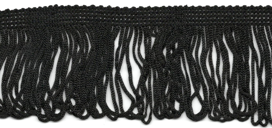 <font color="red">IN STOCK</font><br>1+3/4" Lightweight Rayon Loop Fringe-Black