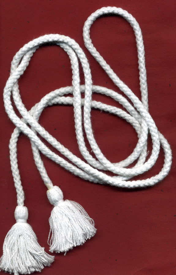 <font color="red">IN STOCK</font><br>45" Len Cotton Cord With Two 1" Tassels-White<br>(Not Dyeable)