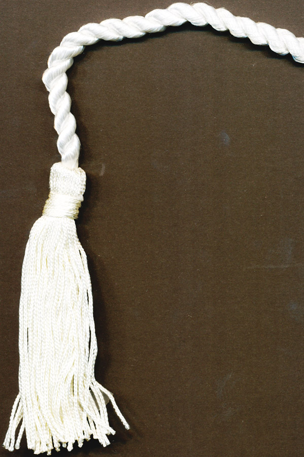 <font color="red">IN STOCK</font><br>48" Len Rayon 2-Ply Belt with Two 4" Tassels-White