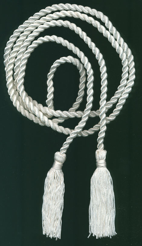 <font color="red">IN STOCK</font><br>72" Len Rayon 2-Ply Belt with Two 4" Tassels-White