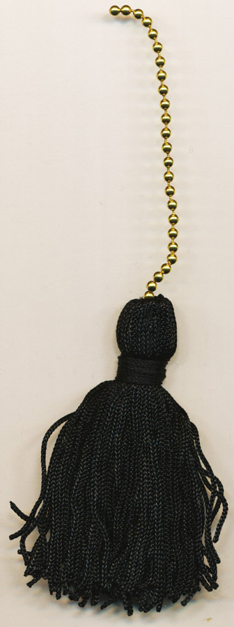 <font color="red">IN STOCK</font><br>3" Rayon Tassel With Ball Chain-Black/Gold