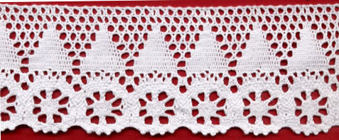 <font color="red">IN STOCK</font><br>2+9/16" Cotton Cluny Tri Edge Embroidered-White