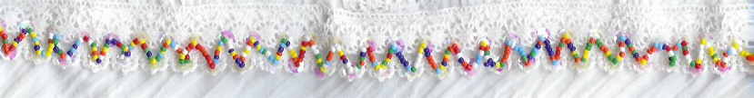 <font color="red">IN STOCK</font><br>7/8" Cotton Cluny Edge W/Beads-White/Multi Colors