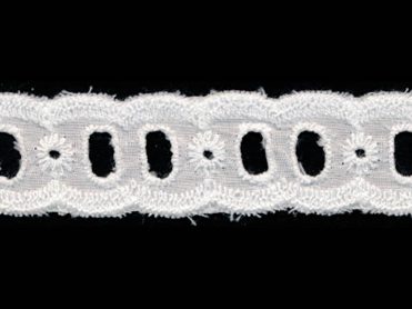 <font color="red">IN STOCK</font><br>1" Cotton Eyelet Beading (3/8" Beading)-White