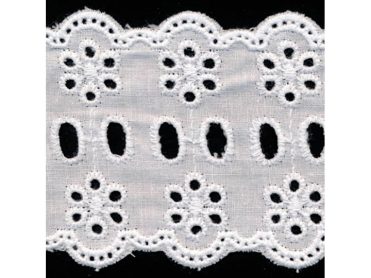 <font color="red">IN STOCK</font><br>3" Poly/Cotton Eyelet Lace-White