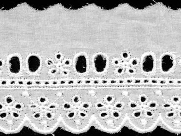 <font color="red">IN STOCK</font><br>2+1/4" Cotton Eyelet Beading (1/4" Beading)-White