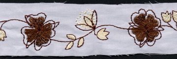 <font color="red">IN STOCK</font><br>1+3/16" Cotton Floral Vine Embroidery-White/Brown