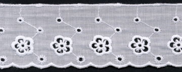 <font color="red">IN STOCK</font><br>1+3/4" Cotton Open Floral Eyelet Lace-White