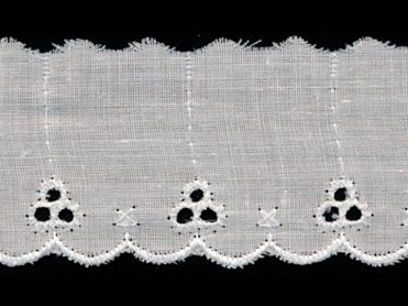 <font color="red">IN STOCK</font><br>1+1/2" Cotton 3-Hole Flat Eyelet Lace-Ivory