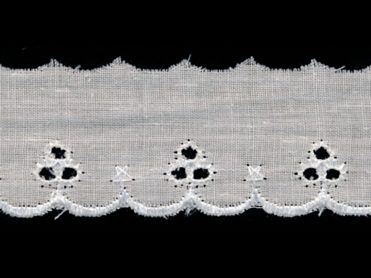 <font color="red">IN STOCK</font><br>1+1/4" Cotton 3-Hole Flat Eyelet Lace-Ivory