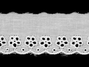 <font color="red">IN STOCK</font><br>1+3/8" Cotton Flat Eyelet Lace-White