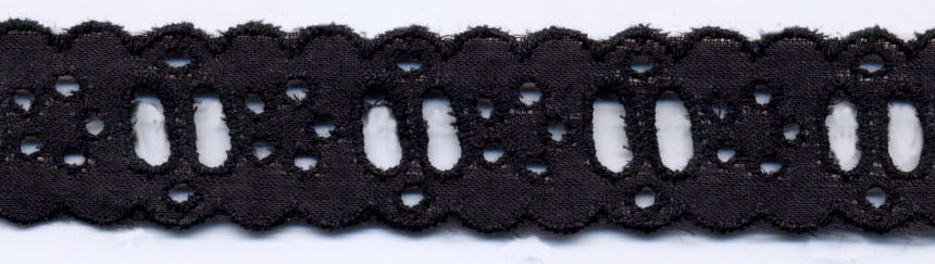 <font color="red">IN STOCK</font><br>1" Poly/Cotton Eyelet Beading Lace-Black