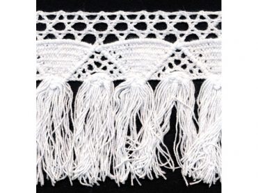 <font color="red">IN STOCK</font><br>2+3/4" Cotton Knitted Fringe Lace-White