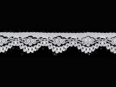 <font color="red">IN STOCK</font><br>9/16" Poly Raschel Lace-White