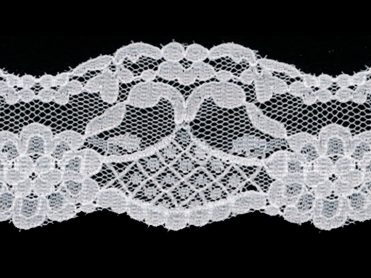 <font color="red">IN STOCK</font><br>1+1/5" Poly Rashel Galloon Lace-White