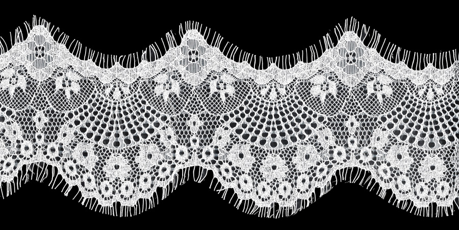 <font color="red">IN STOCK</font><br>4+1/2" Poly Eyelash Chantilly Lace-White