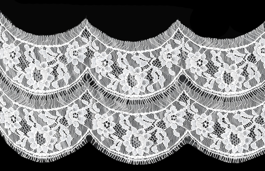 <font color="red">IN STOCK</font><br>4+7/8" Poly Double Row Chantilly Lace-White