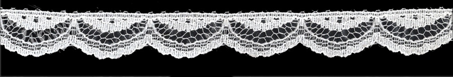 <font color="red">IN STOCK</font><br>5/8" Poly Scallop Raschel Lace-White