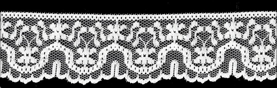 <font color="red">IN STOCK</font><br>1+5/8" Poly Flat Raschel Lace-Ivory