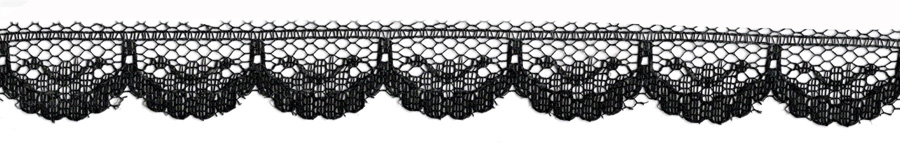 <font color="red">IN STOCK</font><br>5/8" Poly Scallop Raschel Lace-Black