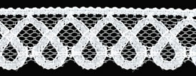 1" Poly Flat Raschel Lace-White