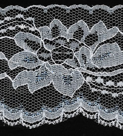 3" Poly Flat Raschel Lace-White/Silver