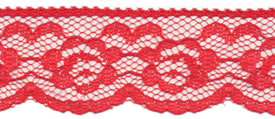 1" Poly Flat Raschel Lace-Red