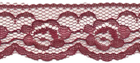 1" Poly Flat Raschel Lace-Wine