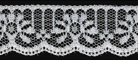 1.125" Poly Flat Raschel Lace-White