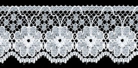 1+1/4" Poly Flat Raschel Lace-White