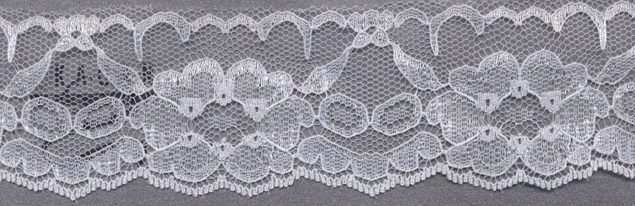 2" Poly Flat Raschel Scallop Lace-White