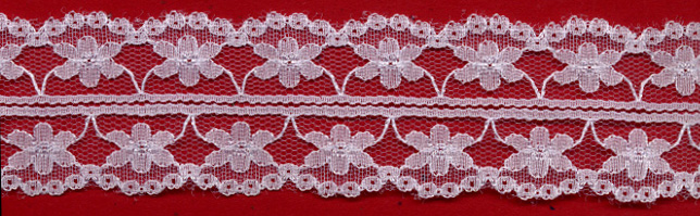 1+9/16" Nylon Raschel Lace Galloon-White