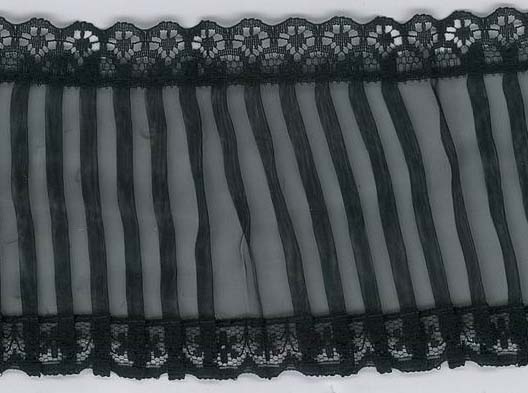 2.5" Nylon Pleated Lace Trim-Black