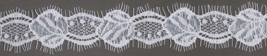 1" Double Scallop Edge Lace-White<>Chantilly / Eyelash Lace