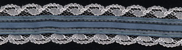 1+3/16" Poly Satin Organdie Lace-Ivory/Teal