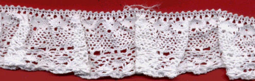 <font color="red">IN STOCK</font><br>2" Stretch Ruffle Cluny Lace-Raw White