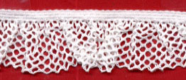 <font color="red">IN STOCK</font><br>1+1/8" Cotton Ruffle and Stretch Lace-White