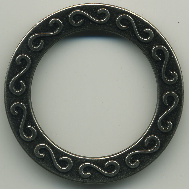 <font color="red">IN STOCK</font><br>2+1/8" Etched O-Ring (1+1/2" ID)-Antique Silver