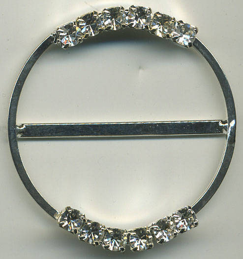 <font color="red">IN STOCK</font><br>1+1/2" Rhinestone Slider Buckle (1+3/8" Slot)-Crystal/Silver