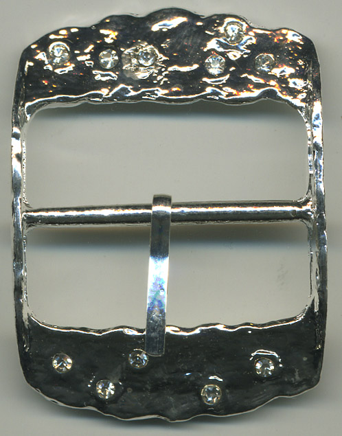 <font color="red">IN STOCK</font><br>2+1/8" Long w/1+3/8" Belt Slot Metal/Rhinestone Slider-Silver/Crystal